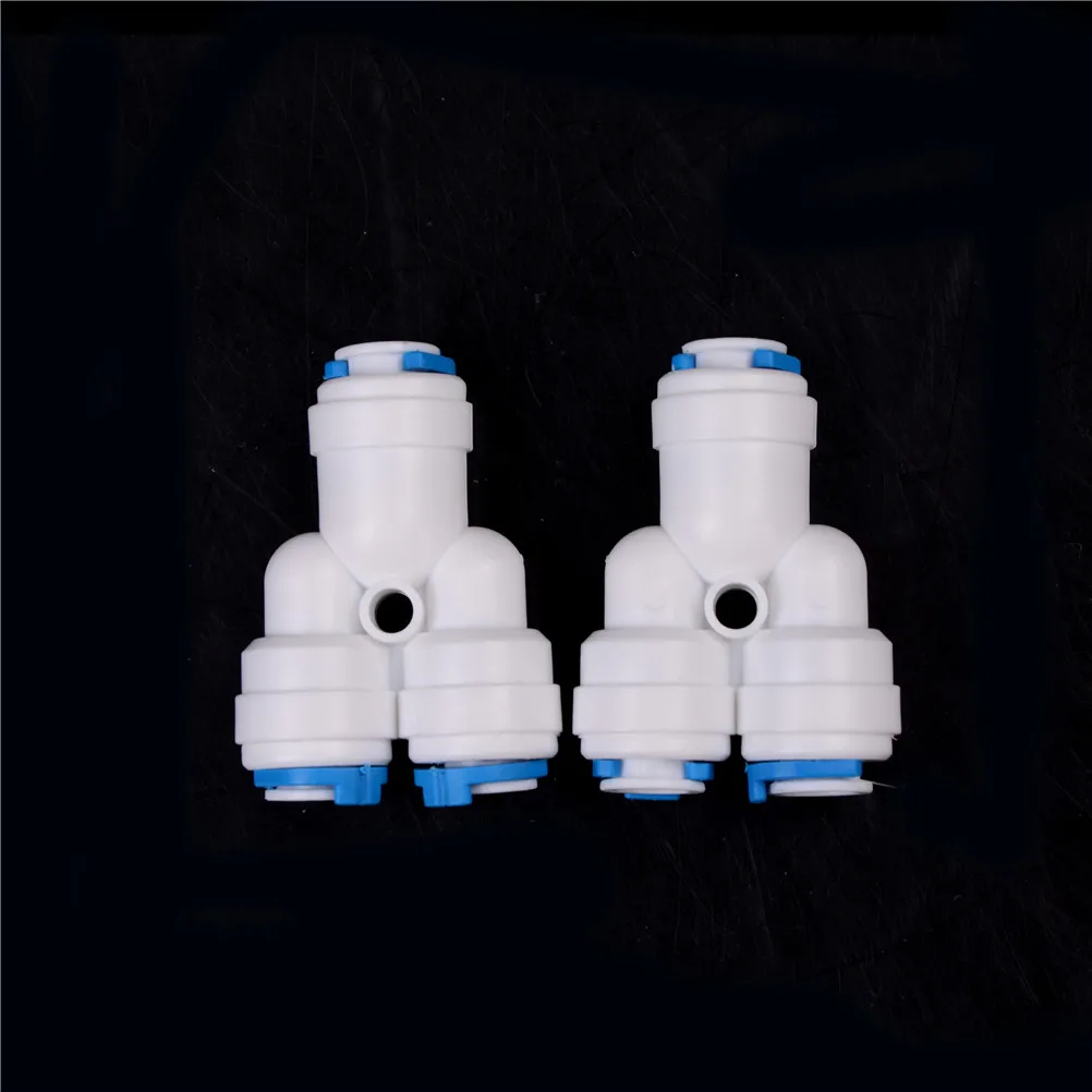 New 2PCS 1/4"x1/4"x1/4" 3-way Y Splitter Aquarium Quick Connect Push Fit RO Water Tap Connector Garden Tools Y Connector