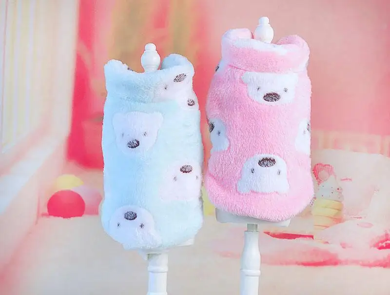 

Plush Material Two Feet Dog Coats with Animals Bear Head Printing Cotton Jackets for Autumn and Winter Thickening Pet Clothes