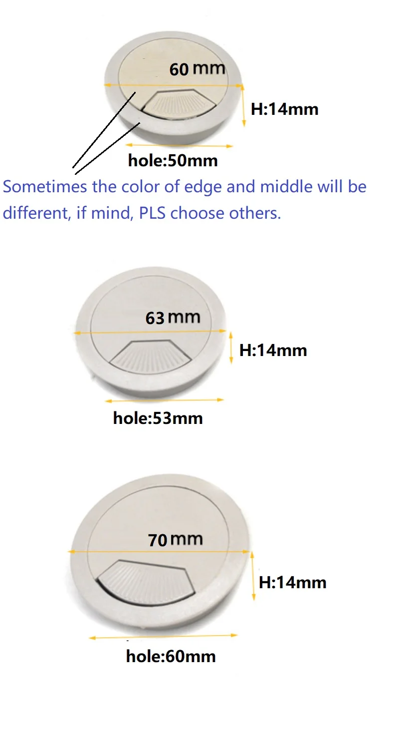 10 шт./лот 60 мм 53 мм 50 мм кабельная втулка для компьютерного стола стол кабель выход порт поверхность провода отверстие крышка