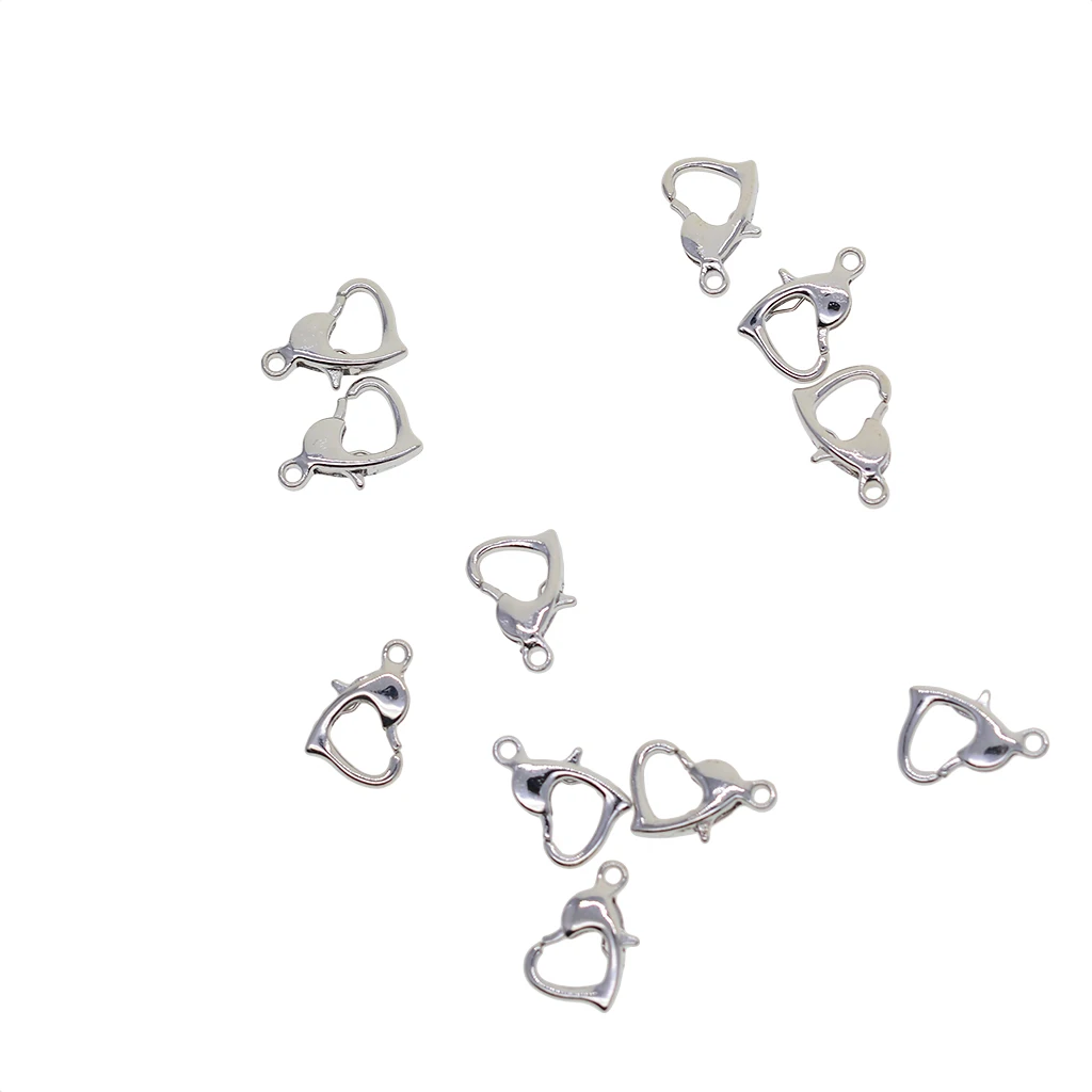 20 Pieces Novelty Heart Shaped Lobster Claw Clasps Fastener Hook For Necklace Bracelet Chain Jewelry Findings DIY Handmade Craft