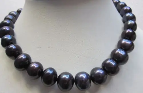 

HUGE 13-15MM SOUTH SEA GENUINE BLACK PEARL NECKLACE 14KGP