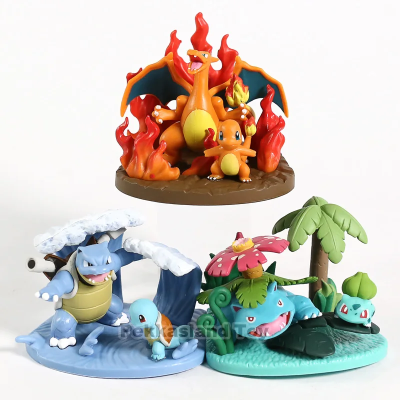 

Anime Blastoise evolution Charmanders & Charizards Bulbasaured Action Figure Toys Cartoon pkm Figure Toy for Kids