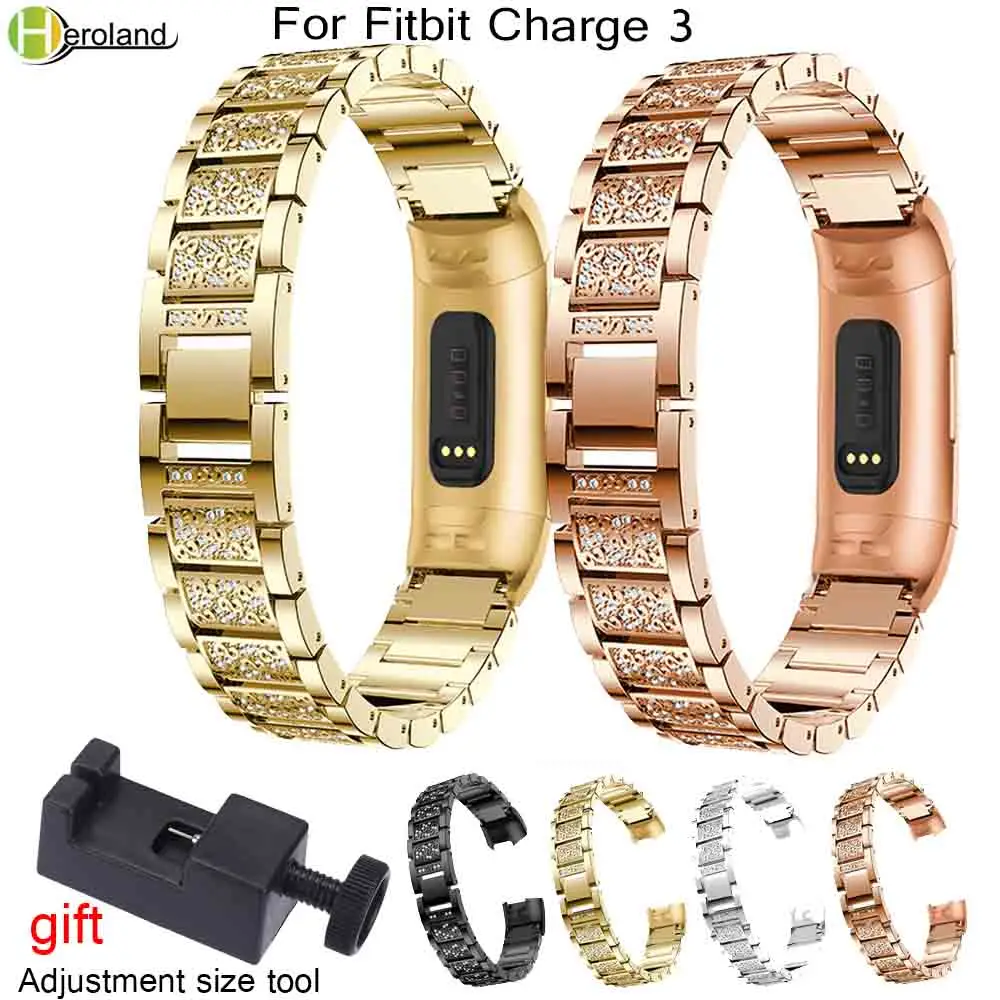 Новые модные роскошные Ремешки для наручных часов Fitbit Charge 3 хрустальные