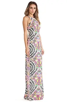 

2019 Summer Maxi Dresses Women Vintage Geometry Print Sexy Club Party Long Dress Cheap Sleeveless Spaghetti Strap Bodycon Dress