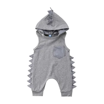 

0-3 Year's Unisex Cotton Romper For Boys Girls 2018 Newborn Baby Girl Boy Sleeveless Romper Hooded Jumpsuit 3D Dinosaur Outfits