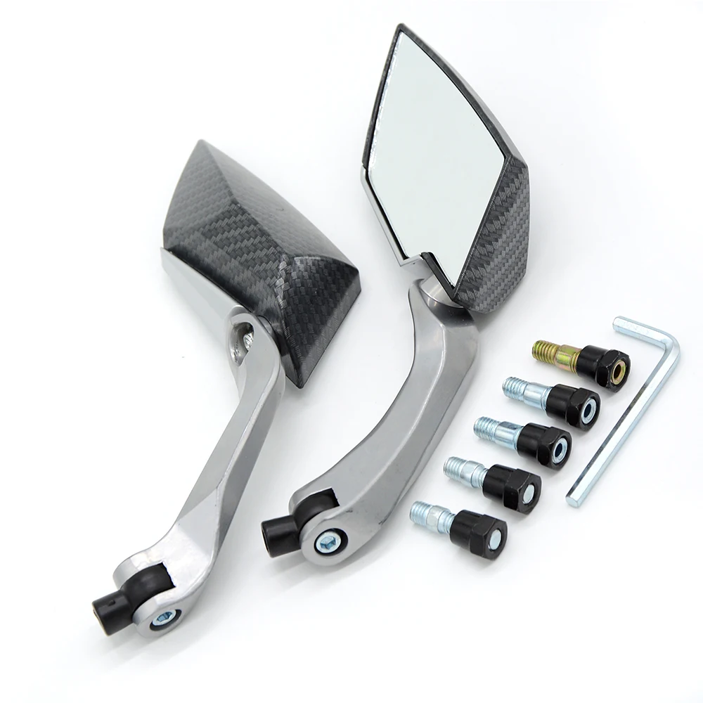 for 2PCS Universal Diamond Motorcycle Side Mirrors 8mm 10mm Stem