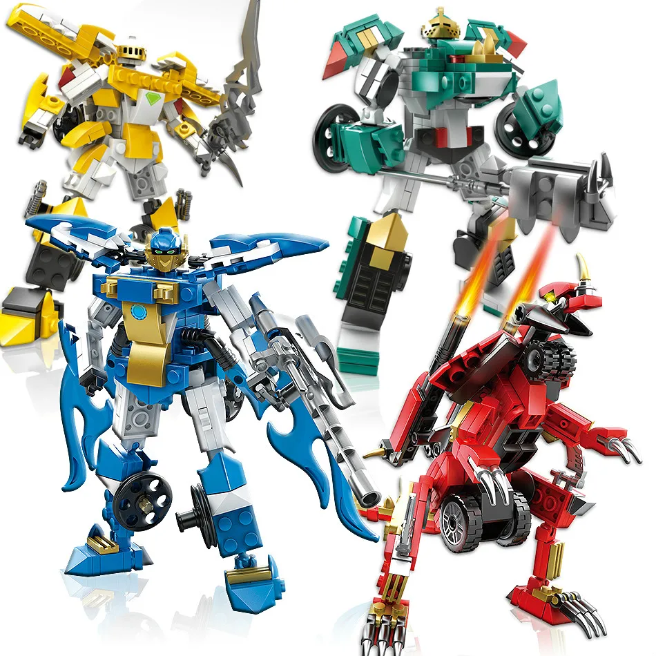 

4pcs/set Beast Robot Transformation Truck Car Action Figures Building Blocks Bricks Compatible Legoings Gifts Toys For Children
