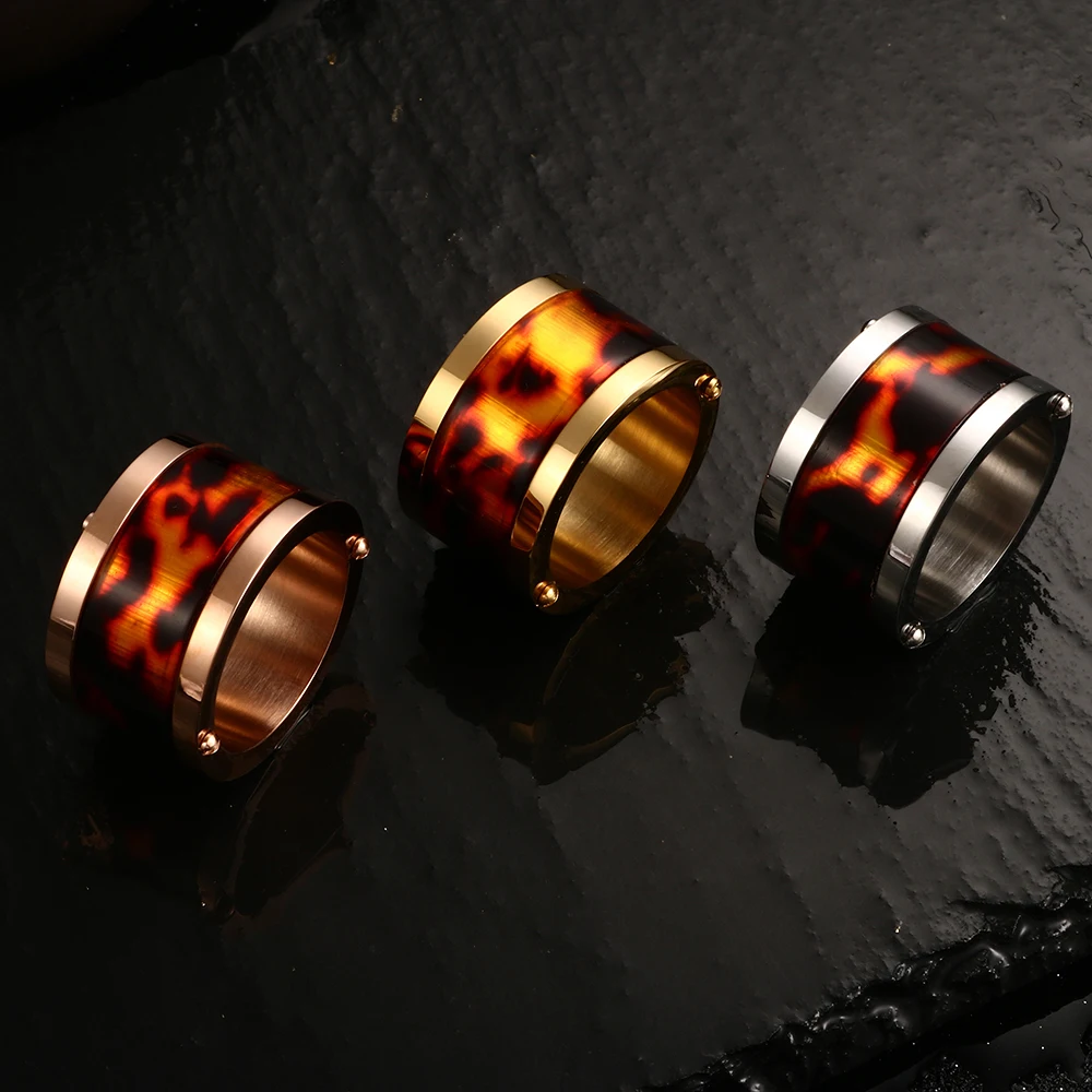 Винтажные 14 мм широкие кольца для женщин, модное розовое Золотое кольцо, ювелирные изделия в стиле панк, мужское кольцо, подарки на день рождения