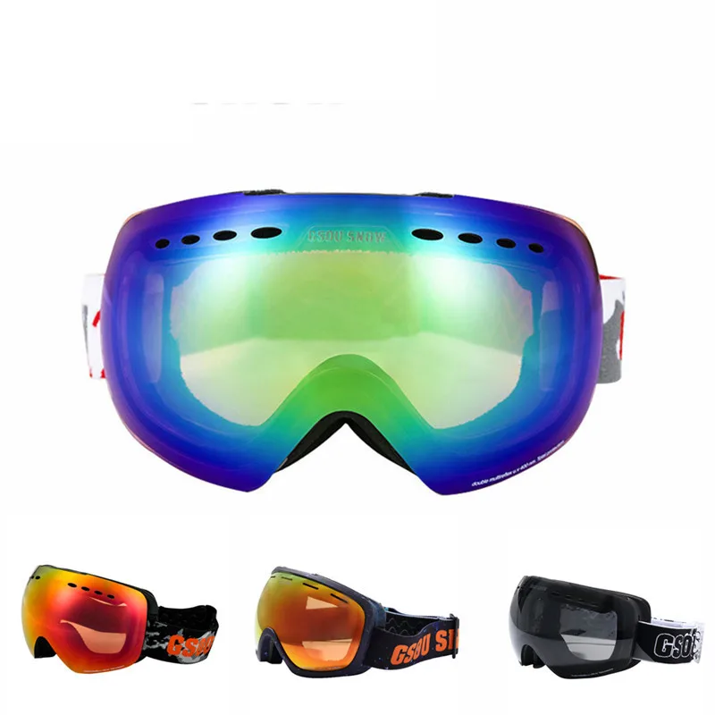 Gsou лыжные очки для мужчин и женщин зимние уличные Профессиональный сноуборд Защита унисекс снег лыжный спорт анти-противотуманные очки