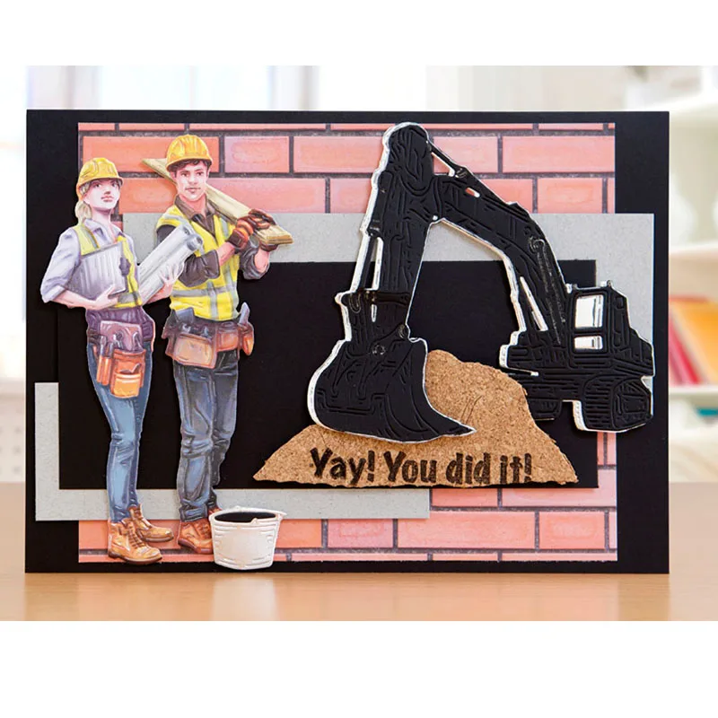 

2pcs Construction Workers Metal Cutting Dies for DIY Scrapbooking Album Embossing Paper Cards Making Crafts Supplies 2019 New