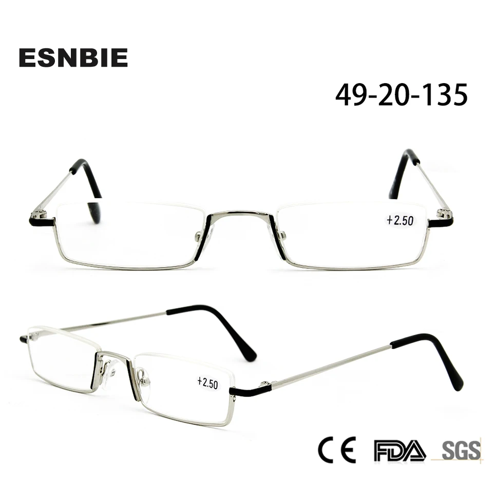 ESNBIE очки с полуоправой, мужские очки для чтения 1,00, 1,50, 2,00, 2,50, 4,00 линзы пресбиопии с аксессуарами, сделанные вручную