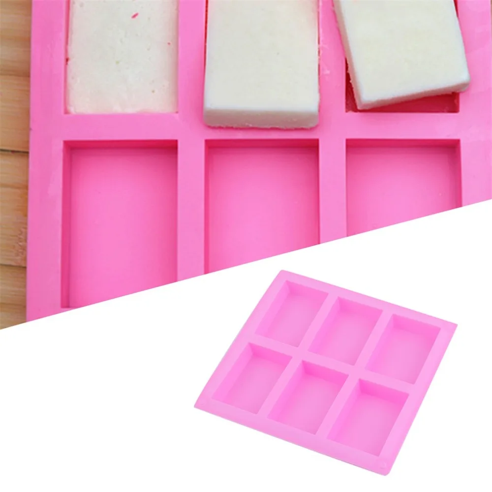 Cake Mould Practical Silicone Handmade Soap Mold 6 Holes Rectangular