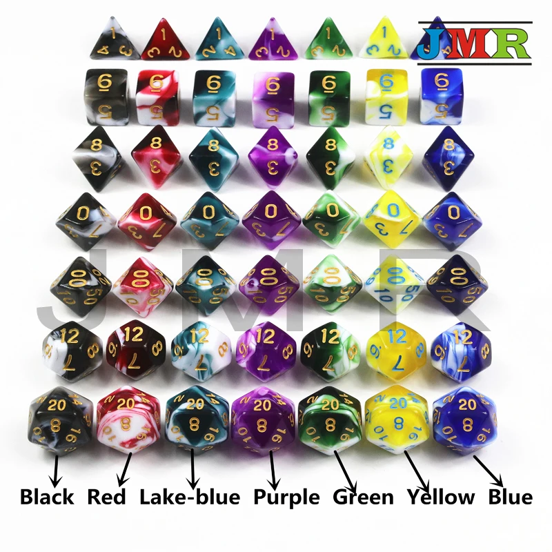 Best Price 7 Sets of Transparent Mix Opaque Color Polyhedron Rpg Dnd Gaming Dice with A High Quality Portable Bag for Game|Кубики| |