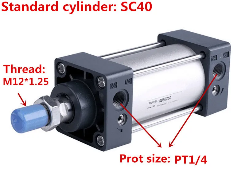 Высокое качество SC40 серии диаметр 25 мм до 1000 мм Ход Стандартный цилиндр пневматический цилиндр
