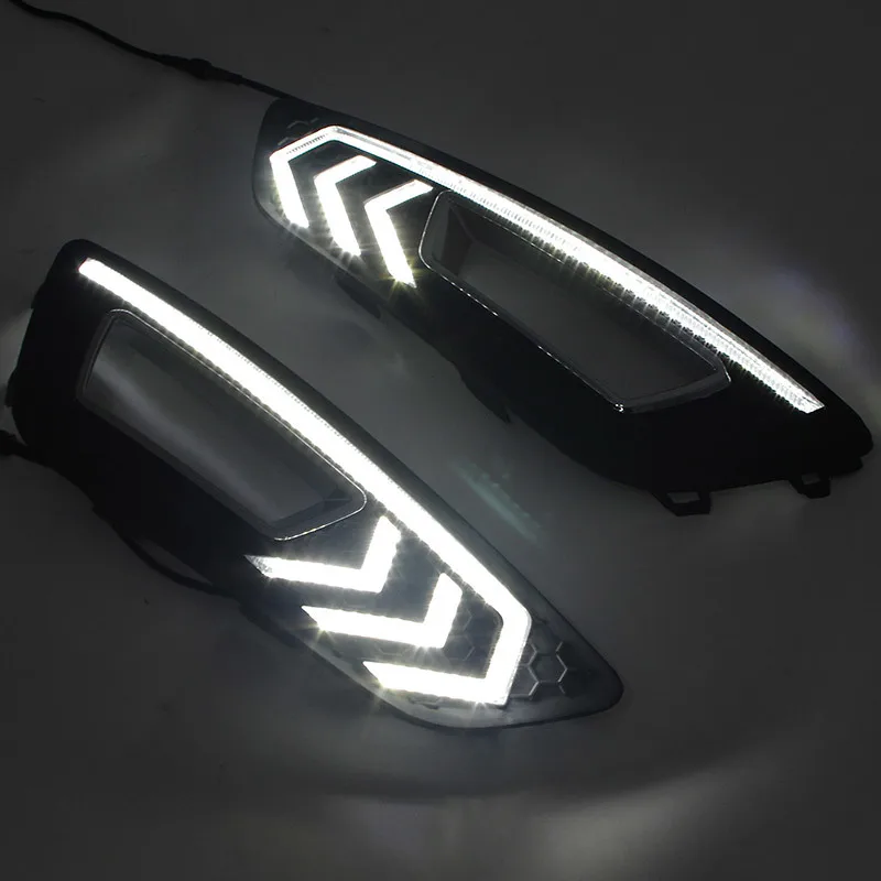 

Lampever With Yellow Turning Function Grid Matte ABS Cover 12V Car DRL Lamp LED Daytime Running Light For Ford Focus 2015 2016