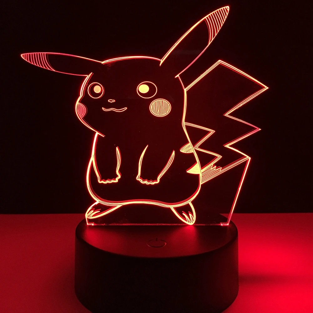 3D Night Light night lamp Led Pokemon Pikachu Table Lamp Visual