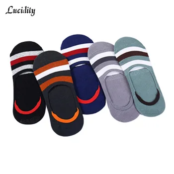 

5Pairs/lot=10pieces Summer Invisible Men's Socks Cotton Striped Color Matching Man Invisible Socks Silicone Non-Slip Socks Male