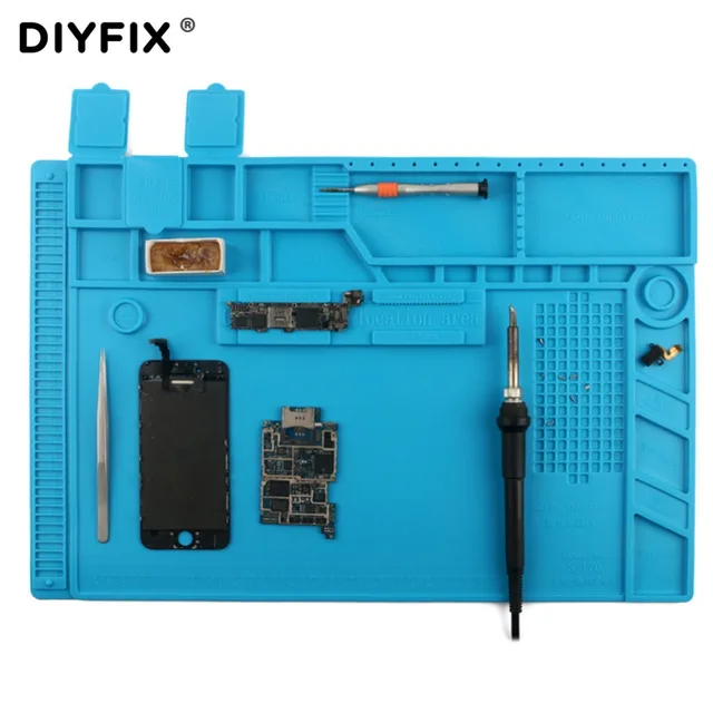 Special Price DIYFIX S-170 Heat Insulation Soft Silicone Soldering Pad Mat Desk Maintenance Platform for Electrical Components Repair Station