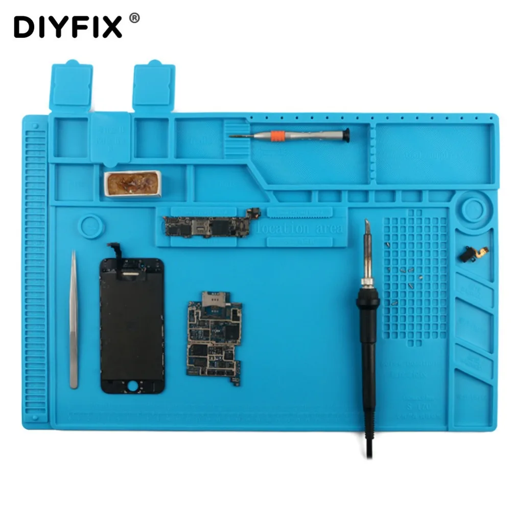 DIYFIX S-170 Heat Insulation Soft Silicone Soldering Pad Mat Desk Maintenance Platform for Electrical Components Repair Station