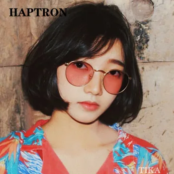 

HAPTRON Vintage Round Sunglasses Women Men Designer Brand Retro Pink yellow red Transparent Sun Glasses Driving Glasses oculos