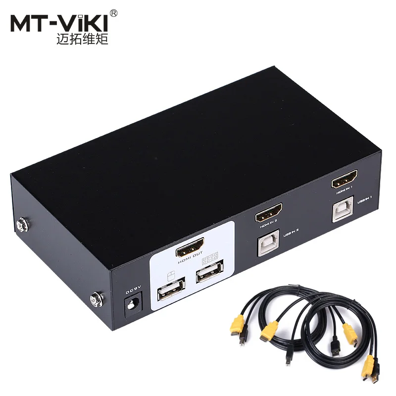 MT VIKI 2 Port Smart Auto HDMI KVM Switch 1080P USB Console Hotkey