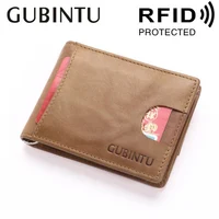 New Arrival RFID Blocking Mini Genuine Leather Men Wallet Slim Man Purse With Metal Clamp Small Money Clip Cash Holder For Male 1