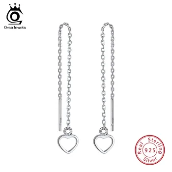 

ORSA JEWELS Real 925 Sterling Silver Drop Earrings For Women Romantic Heart Shape Earring Trendy Wedding Jewelry Wholesale OSE77