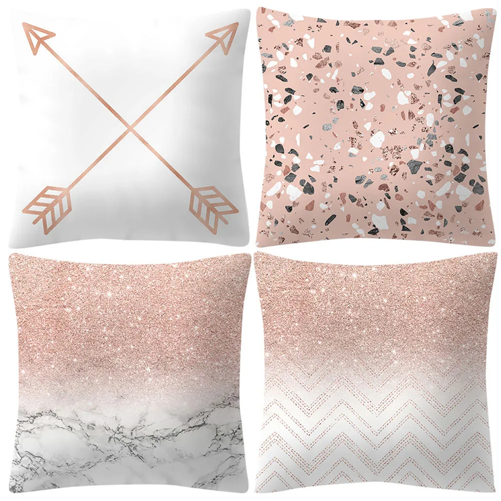 Rose Gold Pink Cushion Cover Square Pillowcase Home Decoratio Drop