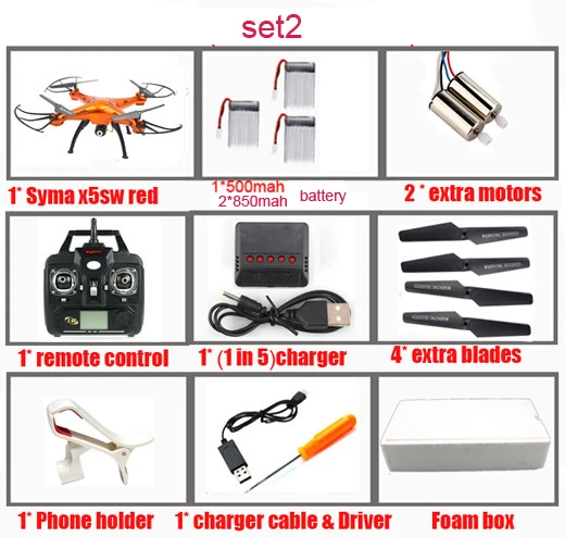 SYMA X5SW/X5SW-1 fpv Квадрокоптер WiFi Дрон с камерой Безголовый в реальном времени Радиоуправляемый вертолет игрушки - Цвет: set 2