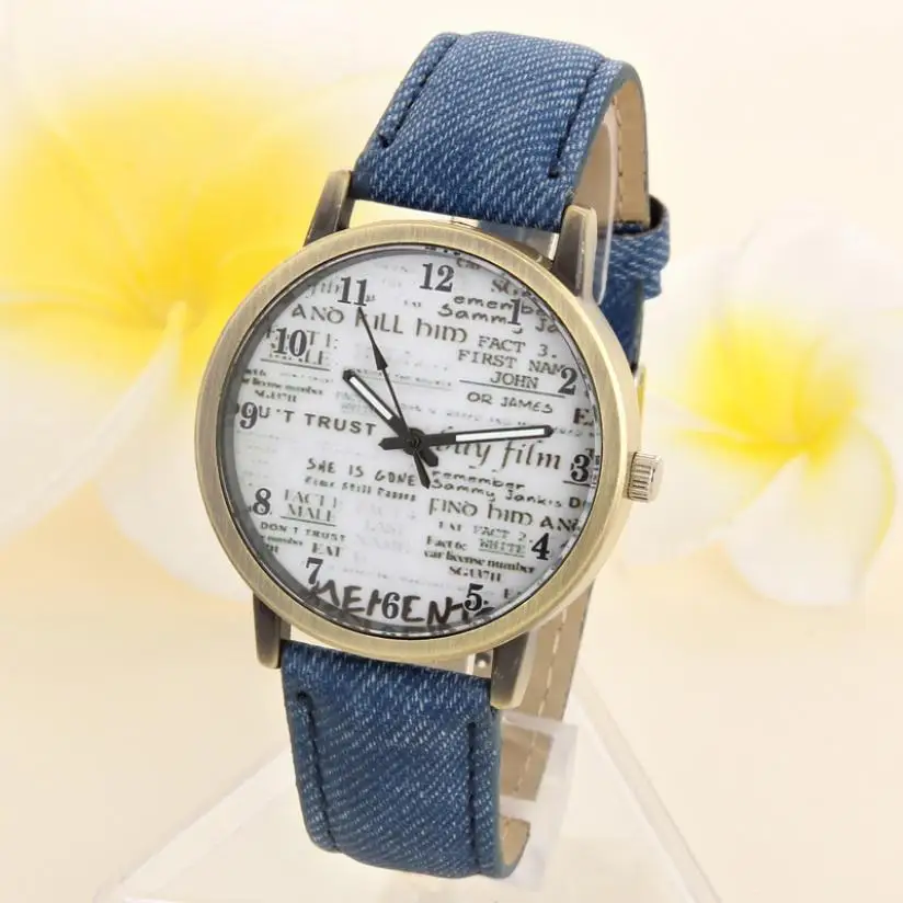 

New Luxury Watch Fashion Watches for Lovers' Famous Unisex Casual Quartz Analog Sports Denim Fabric News Paper Wrist Watch 40p