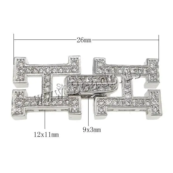 Free shipping!!!Brass Fold Over Clasp 2015 new Designer Letter H platinum plated micro pave cubic zirconia nickel | Украшения и