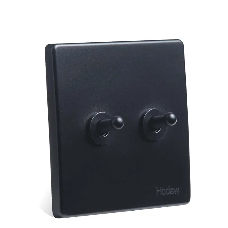 

Wall Switch Socket, 86-Type Concealed Black Steel Frame, Two Open Double Control Switch Seat, PC 220V 10A