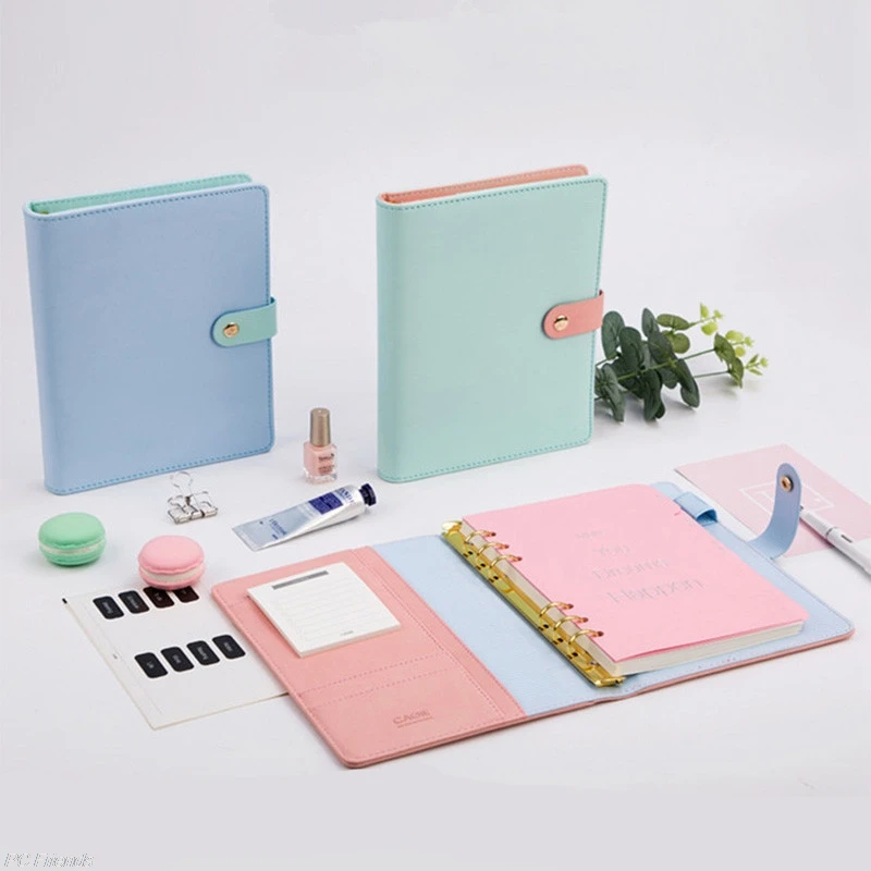 

A5 Notebook Binder Spiral Ring Faux Leather Agenda Daily Monthly Planner Notepad Office School Supplies