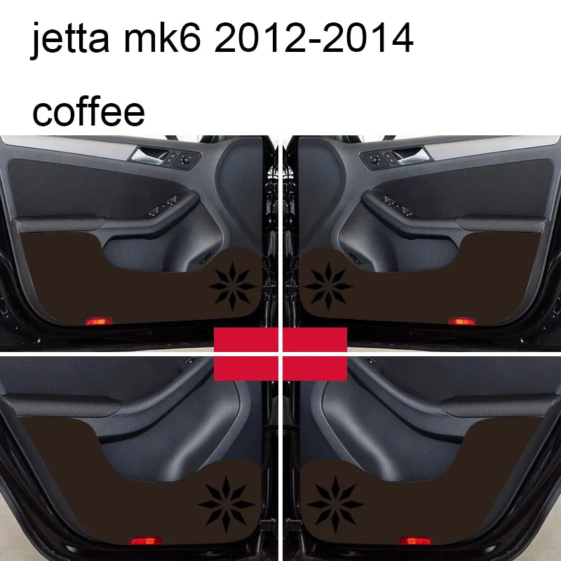 Lsrtw2017 волоконная кожа двери автомобиля анти-удар коврик для volkswagen jetta mk6 Sagitar, GOLF mk7 mk6 - Название цвета: coffee jetta mk6 2