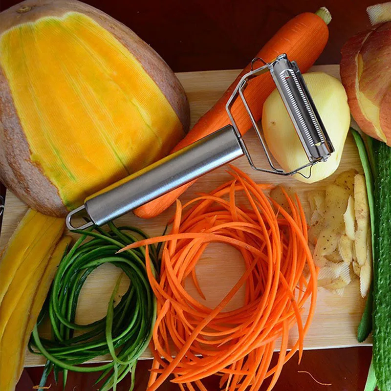 Очиститель для овощей и фруктов двойные лезвия слайсер Julienne овощи длинные тонкие полоски терка для гарнира огурец морковь