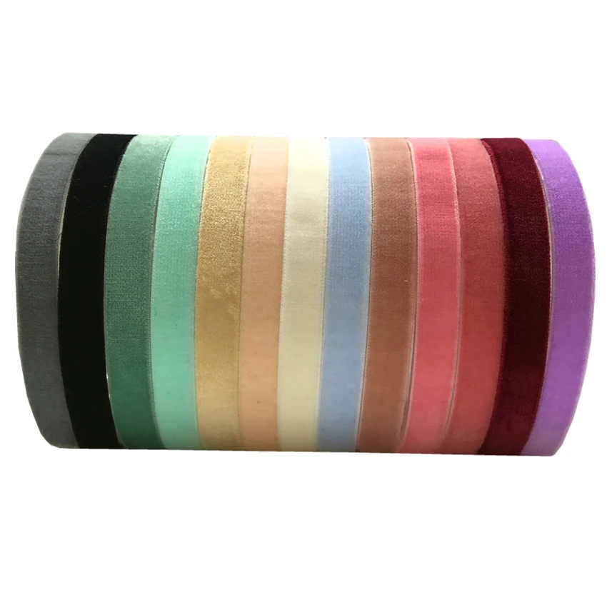 

10 Yards 1cm Soft Velvet Elastic Ribbon For DIY Sewing Headband Clips Bow Wedding Christmas Decoration 15 Colors