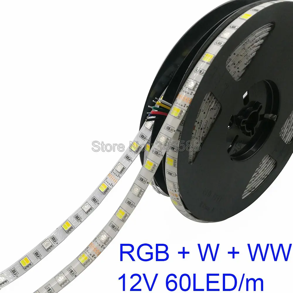 5 м 12 В 5050 RGB + CCT Светодиодная лента SMD DC12V белый теплый 60 светодиодов/м м/лот двойной