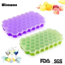 BPA Бесплатный сотовый лоток для льда 37 кубиков силиконовый кубик для льда с крышками для мороженого вечерние коктейльные холодные напитки для виски