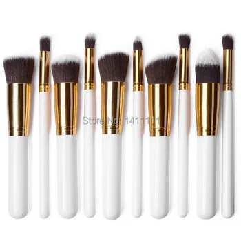 

Wholesale DHL Free Shipping Makeup Brushes Set Kit 10pcs in 1 Pro Foundation blush Eyeshadow Eyebrow Brush Kabuki White MB87