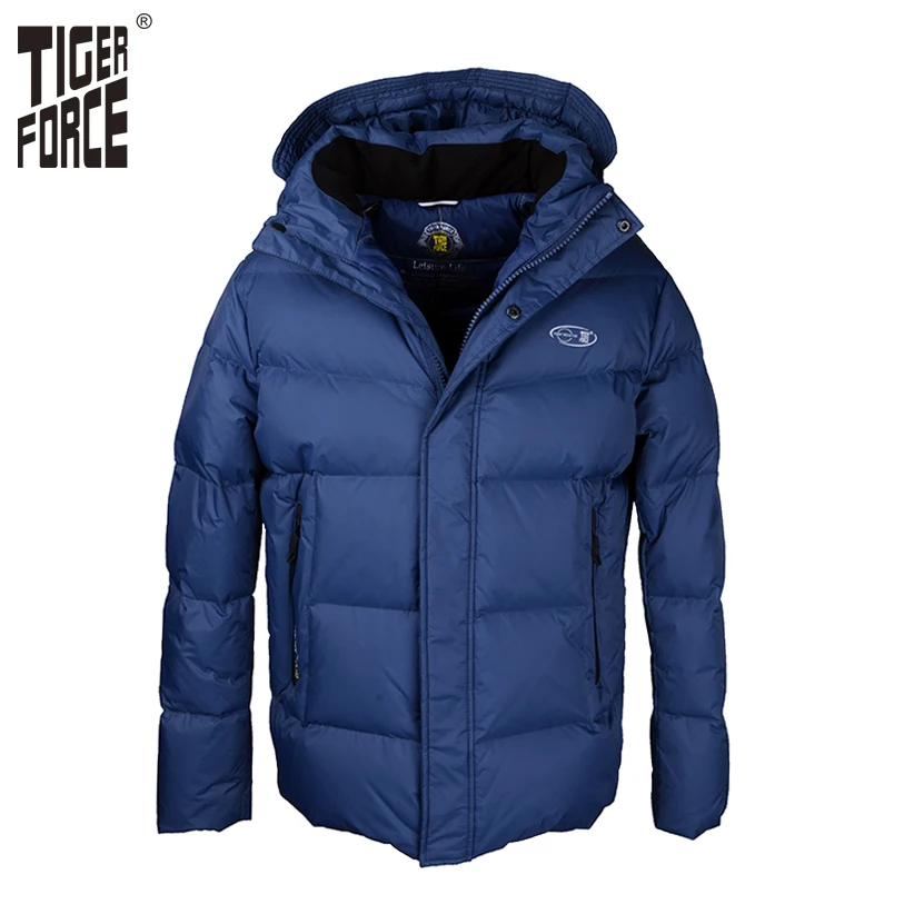 TIGER FORCE 2017 High Quality Men Fashion White Duck Down Jacket Winter Casual Down Coat Parka