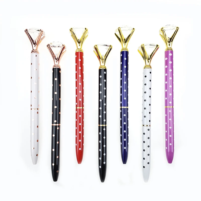

Kawaii Ballpoint Pen Big Gem Metal Ball Pen With Large Diamond Blue And Black Magical Pen Fashion School Office Supplies