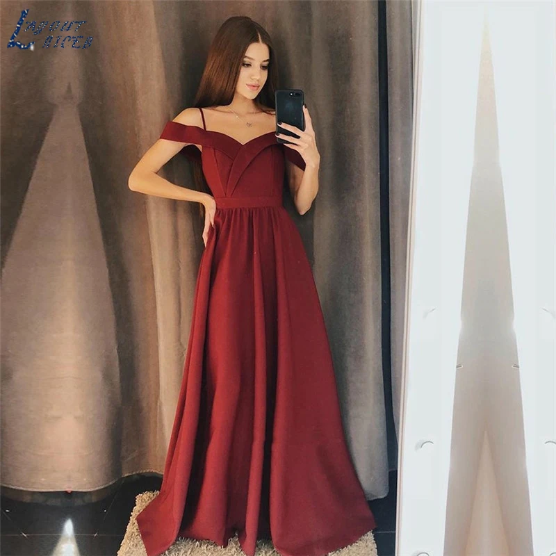 

AE1271 Elegant Spaghetti Strap Satin A-Line prom dress robe de soiree vestido de festa evening dress pageant formal party dress