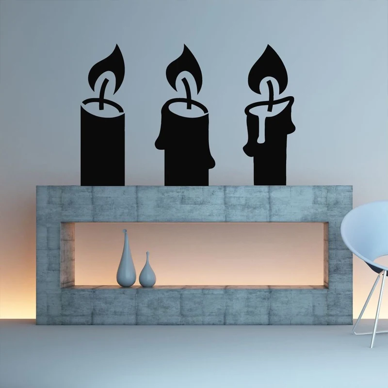 Candle Candelabra Removable Wall Stickers for Fireplace Living Room Wallpaper Art Decoration