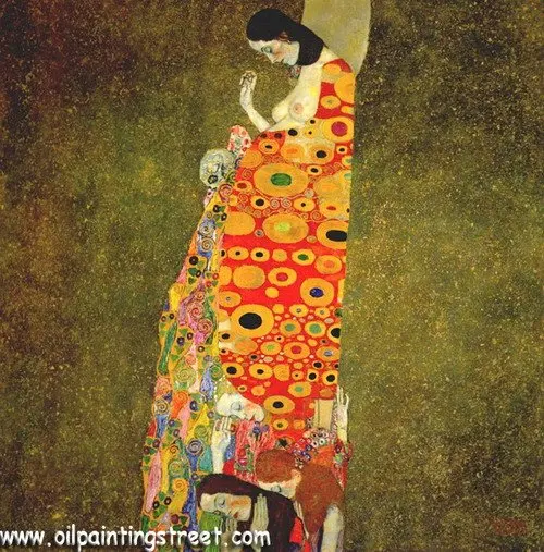 

Oil Painting Reproduction on linen canvas, Hope II by Gustav Klimt, Free Fast Shipping, Museum Quality,100% handmade