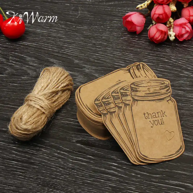 

Kiwarm 50pcs 4.4X7.5cm Bottle Shape Kraft Paper Card Garment Tags Labels Wedding Favour Gift Tag DIY Tag Price Label Party Favor