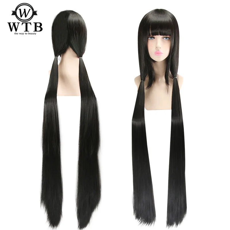 WTB 120 см Длинные Аниме Hell Girl Enma Ai прямые черные синтетические волосы косплей парик Термостойкое волокно