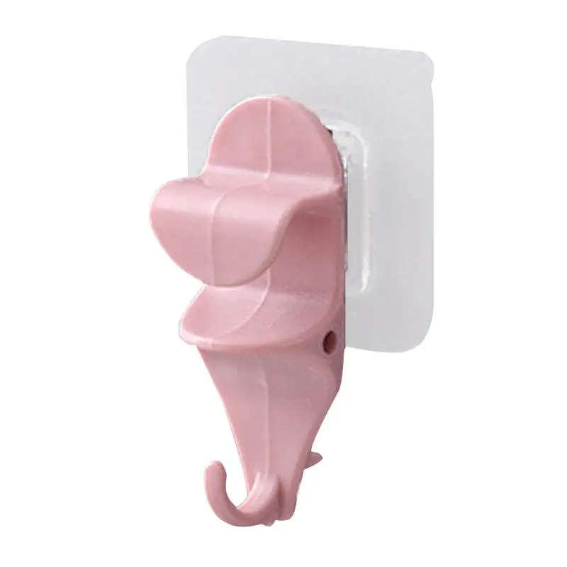

Bathroom Hooks Wall Mounted No Drilling Adhesive Hanger Hooks Storage Rack Home Organizer (Nordic Pink)