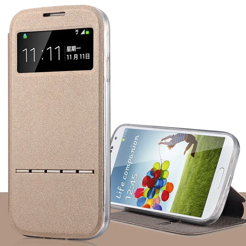 Чехол NFH для samsung galaxy S4 Mini Роскошный кожаный флип чехол с окошком S5 S6 S7 Edge S5Mini Note 3 4 5