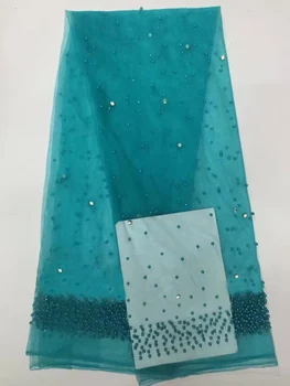 

Latest Guipure Lace Fabric African Lace Fabric 2019 High Quality Blue Cord Laces Nigerian Lace Fabrics For Wedding 2018