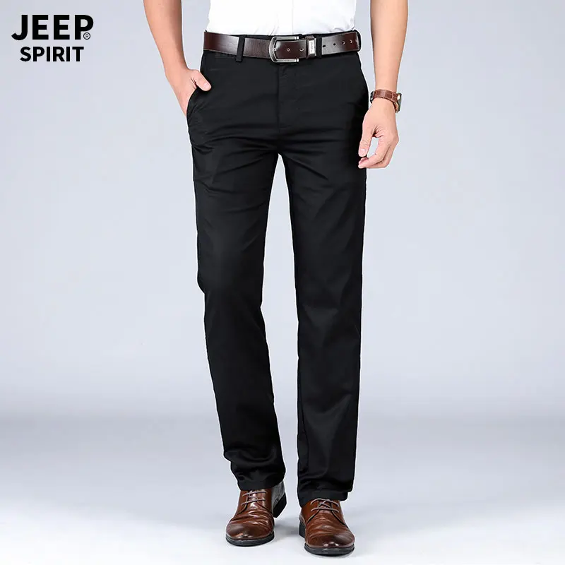 2019 Summer Autumn JEEP Brand Casual Suit Pants Straight Style Lyocell Men's Casual Mid Waist Cotton Pants Fashion Trousers (10)